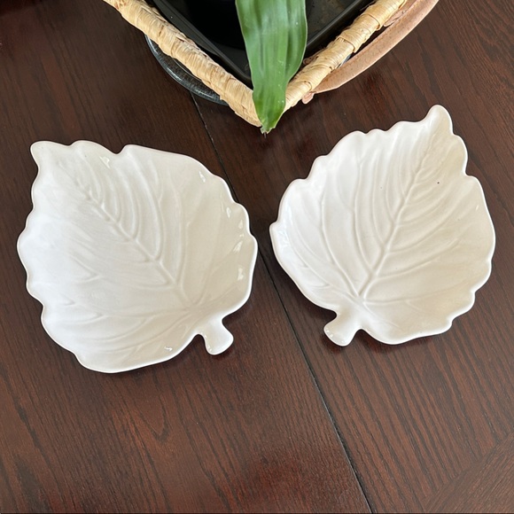 Other - Lot of 2 Leaf Shaped Ceramic Plates or Jewelry Dish. Simply Gorgeous!